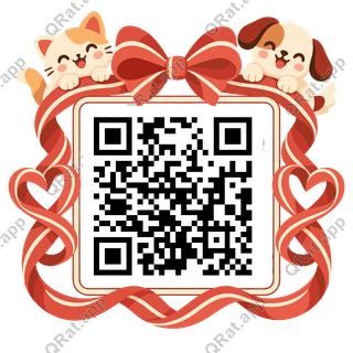 Ribbon-Heart Frame artwork with a customizable QR code area