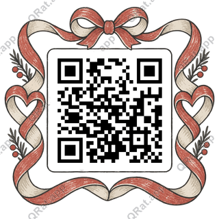 Ribbon-Heart Frame artwork with a customizable QR code area