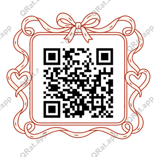 Ribbon-Heart Frame artwork with a customizable QR code area