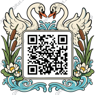 Swan-Wreath Frame artwork with a customizable QR code area