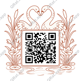 Swan-Wreath Frame artwork with a customizable QR code area