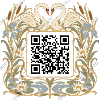 Swan-Wreath Frame artwork with a customizable QR code area