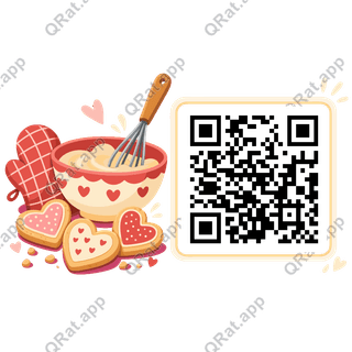 Valentine Baking artwork with a customizable QR code area