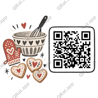 Valentine Baking artwork with a customizable QR code area