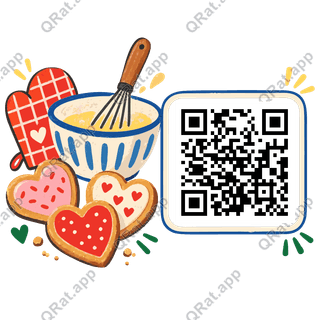 Valentine Baking artwork with a customizable QR code area