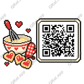 Valentine Baking artwork with a customizable QR code area