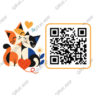 Valentine Cats artwork with a customizable QR code area