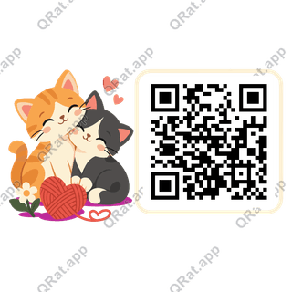 Valentine Cats artwork with a customizable QR code area