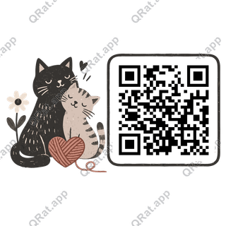 Valentine Cats artwork with a customizable QR code area