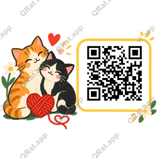 Valentine Cats artwork with a customizable QR code area