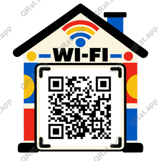 Bauhaus Wi-Fi House Roof artwork with a customizable QR code area