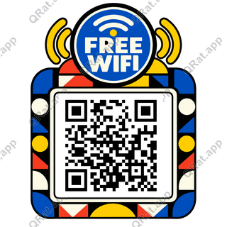 Bauhaus FREE WIFI Signal Seal artwork with a customizable QR code area