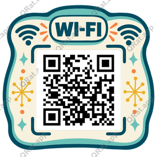 Cut-Paper Wi-Fi Rounded Placard artwork with a customizable QR code area