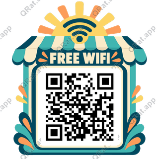 Cut-Paper FREE WIFI Sun Awning artwork with a customizable QR code area