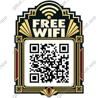 Deco FREE WIFI Placard artwork with a customizable QR code area