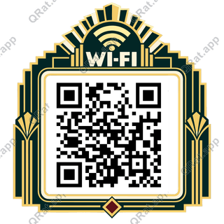 Deco WI-FI Sunburst Crest artwork with a customizable QR code area