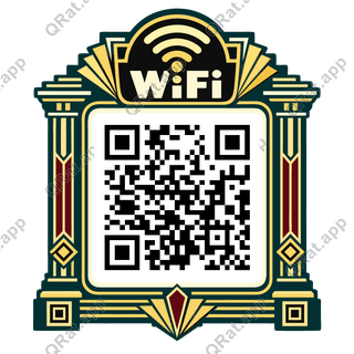 Deco WiFi Twin Pillars artwork with a customizable QR code area