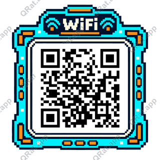 Pixel WiFi Header Tab artwork with a customizable QR code area