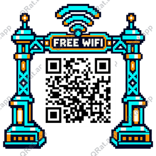 Pixel FREE WIFI Signal Gateway artwork with a customizable QR code area